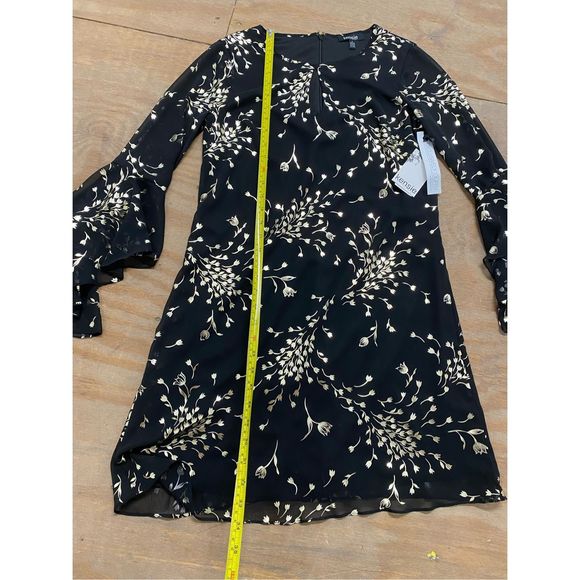 KENSIE (Saks Fifth) NWT Floral Metallic Gold Drop Waist Dress Black Sz 2, MP $98 - Picture 7 of 12